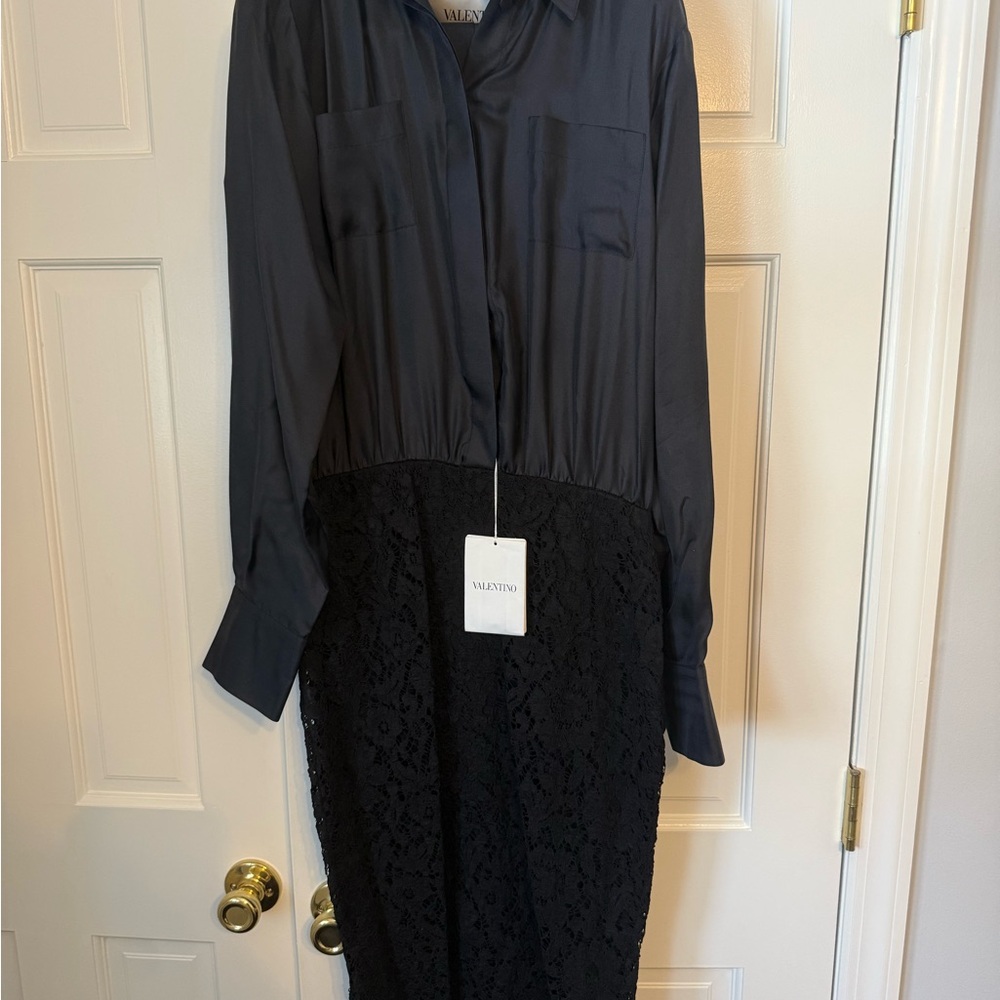 Valentino Black Long Sleeve and Lace Dress - Picture 3 of 6
